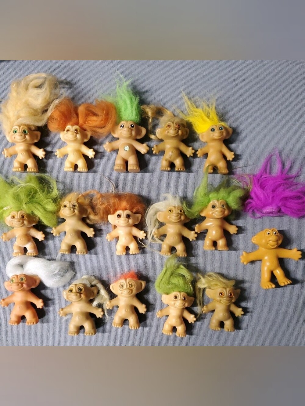 Lot Of 16 Vintage Troll Dolls 2.5-3” Repair/refurbish